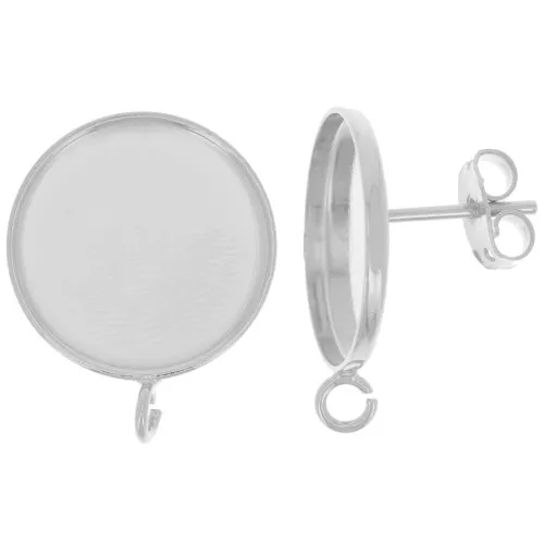 Pendientes para cabujón flat back 16mm - anilla abierta - Chapa fina Arg x2