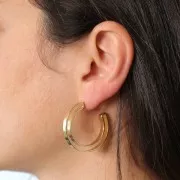 Pendientes de aro diseño hueco 33 mm - Oro x2