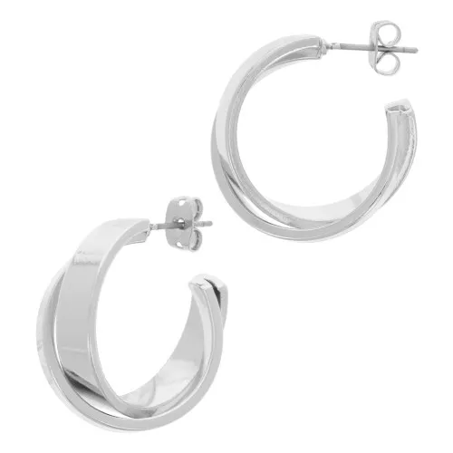 Pendientes de aro de diseño 24 mm - Rodio x2