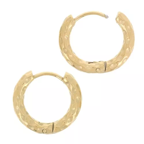Dormeuses criollas redondas martilladas de 18 mm - Acero inoxidable 304L Oro x2
