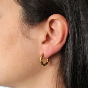 Dormeuses criollas redondas martilladas de 18 mm - Acero inoxidable 304L Oro x2