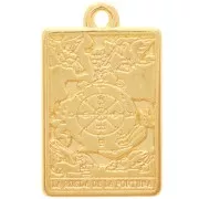 Colgante carta del Tarot 23x14 mm - Rueda de la Fortuna - Dorado con oro fino x1