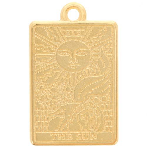 Colgante carta del Tarot 23x14 mm - El Sol - Dorado con oro fino x1