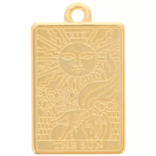Colgante carta del Tarot 23x14 mm - El Sol - Dorado con oro fino x1