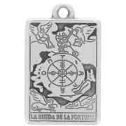 Colgante carta del Tarot 23x14mm - La rueda de la fortuna - Chapado fino envejecido