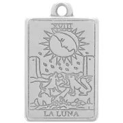 Colgante carta del Tarot 23x14 mm - La Luna - Plateado antiguo x1