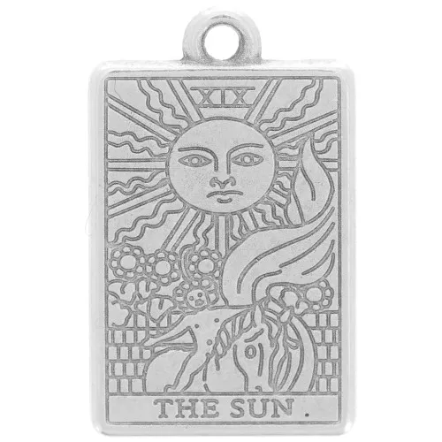 Colgante carta del Tarot 23x14 mm - El Sol - Plateado antiguo x1