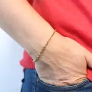 Forçat martillado pulsera de malla de 3,3 mm - 304 Oro de acero inoxidable x16cm