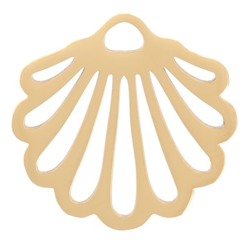 Colgante de concha calada de 15x16 mm - Acero inoxidable dorado 304 x1