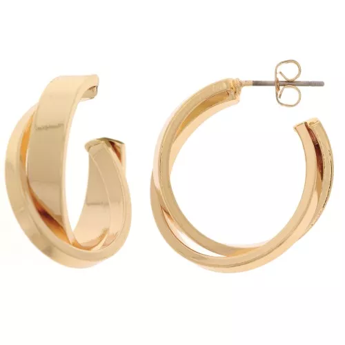 Pendientes de aro de diseño 24 mm - Oro x2