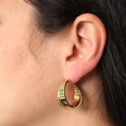 Pendientes de aro de diseño 24 mm - Oro x2