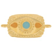 Entrepieza rectangular texturado 26x12 mm &amp; resina epoxi Oro fino Ocre - Azul|raw }}