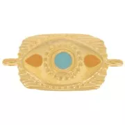 Entrepieza rectangular texturado 26x12 mm & resina epoxi Oro fino Ocre - Azul