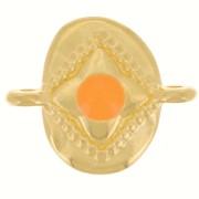 Entrepieza oval 18x15mm estrella y resina epoxi - Dorado con oro fino - Naranja|raw }}