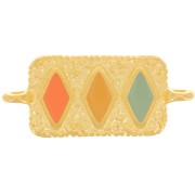 Entrepieza rectangular 28x12 mm motivo diamante - Dorado con oro fino - Pastel x1|raw }}