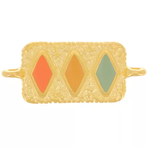 Entrepieza rectangular 28x12 mm motivo diamante - Dorado con oro fino - Pastel x1
