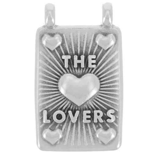 Colgante rectángulo 29x17 mm - corazones - Chapado en plata de ley envejecida x1