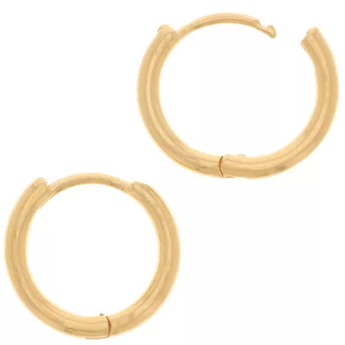 Pendientes redondas de 16 mm para decorar - Dorados con oro fino x2