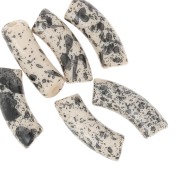 Cuentas tubo curvadas 35x11 mm en acrílico opaco - Beige Moteado Negro x6