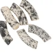 Cuentas tubo curvadas 35x11 mm en acrílico opaco - Beige Moteado Negro x6