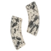 Perlas acrílicas transparentes de tubo curvado 35x11 mm - Beige jaspeado - Negro x6