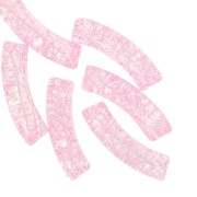 Perlas acrílicas transparentes en tubo curvado 32x8 mm efecto craquelado - Rosa claro x6|raw }}