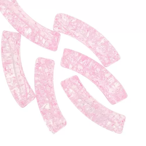 Tubo acrílico transparente 32x8mm con efecto craquelado - Rosa claro x6
