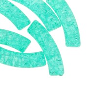 Abalorios acrílicos transparentes en tubo curvado 32x8 mm efecto craquelado - Verde turquesa x6