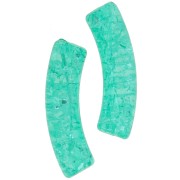 Abalorios tubo curvo 32x8mm acrilico transparente efecto craquelado Verde Turquesa x6