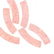 Tubo de acrílico transparente curvado 32x8 mm con efecto craquelado - Salmón x6