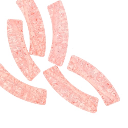 Perlas acrilicas transparentes 32x8 mm efecto craquelado - Salmon x6