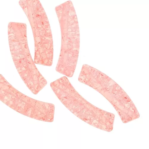 Tubo de acrílico transparente curvado 32x8 mm con efecto craquelado - Salmón x6