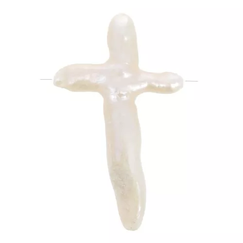 Perla cruzada irregular - Keshi perla de agua dulce 30 - 40 mm - Blanca x1