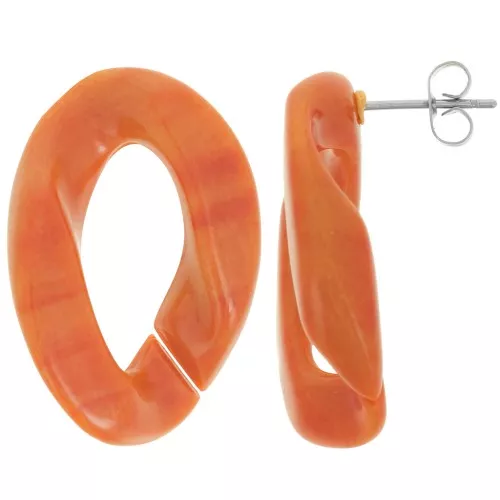 Pendientes ovalados retorcidos 29.5x20 mm - Terracota jaspeada x2