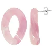 Pendientes Oval Twisted 29.5x20 mm - Mármol Rosa Claro x2
