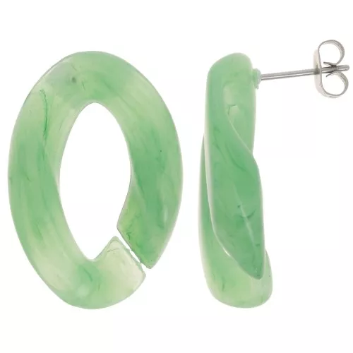 Pendientes Twisted Stud Oval 29.5x20 mm - Mármol Verde x2
