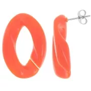 Pendientes retorcidos ovalados 29.5x20 mm - Naranja x2