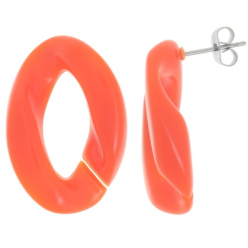 Pendientes retorcidos ovalados 29.5x20 mm - Naranja x2