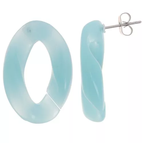 Pendientes retorcidos ovalados 29.5x20 mm - Azul laguna x2