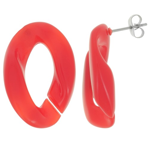 Pendientes retorcidos ovalados 29.5x20 mm - Rojo x2