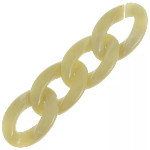 Eslabón acrílico trenzado oval 29,5x20 mm - Cal jaspeada - Blanco x1