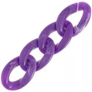 Eslabón acrílico trenzado oval 29,5x20 mm - Violeta jaspeado - Blanco x1