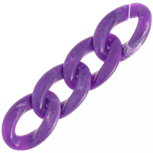 Eslabón acrílico trenzado oval 29,5x20 mm - Violeta jaspeado - Blanco x1
