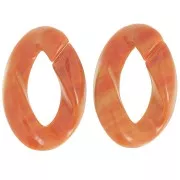 Eslabón acrílico trenzado oval 29,5x20 mm - Terracota jaspeado x1