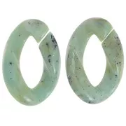 Eslabón acrílico trenzado oval 29,5x20 mm - Verde grisáceo - Negro jaspeado x1