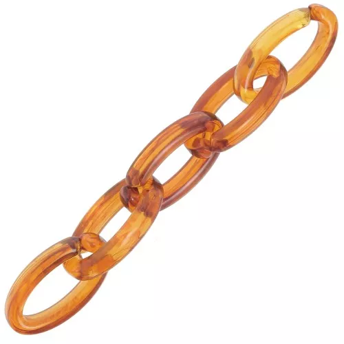 Eslabón acrílico transparente ovalado 35x19 mm - Dark Amber Marble x1