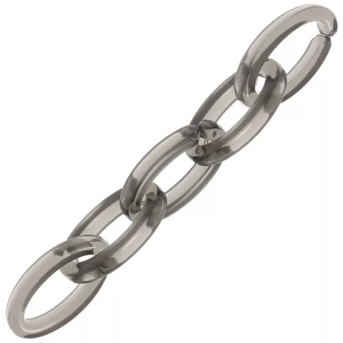Eslabón acrílico transparente ovalado 35x19 mm - Gris x1