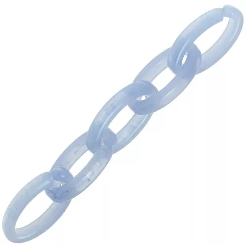 Eslabón ovalado de acrílico transparente 35x19 mm - Azul-gris jaspeado x1