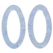 Eslabón ovalado de acrílico transparente 35x19 mm - Azul-gris jaspeado x1