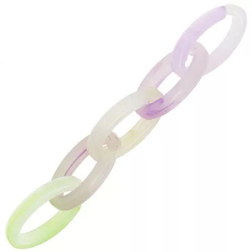 Eslabón acrílico transparente ovalado 35x19 mm - Violeta jaspeado - Verde x1